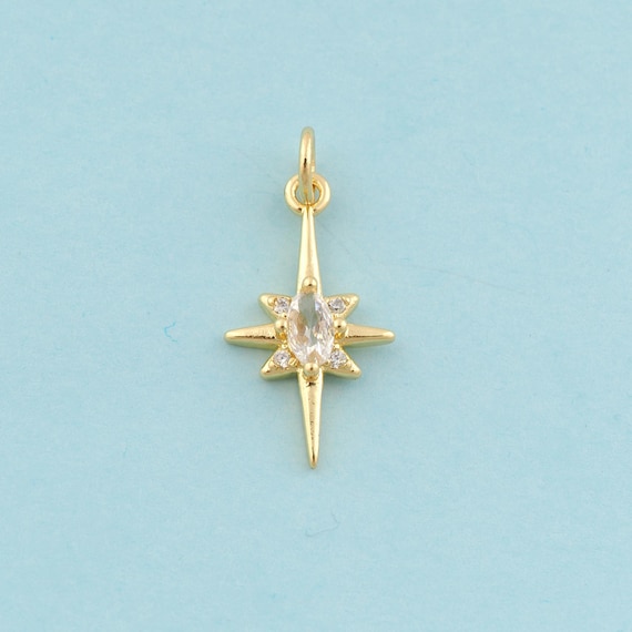 5 pcs Gold CZ Polaris Charms,Polaris Jewelry,Polaris Pendant for DIY Jewelry Making,18K Gold