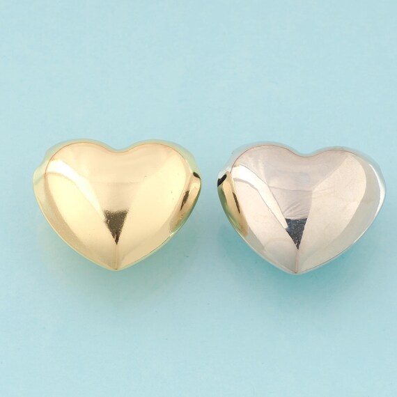 Gold Heart Charms,Puffed Heart Jewelry,Heart Pendant for DIY Jewelry Making,18K Gold & Rhodium