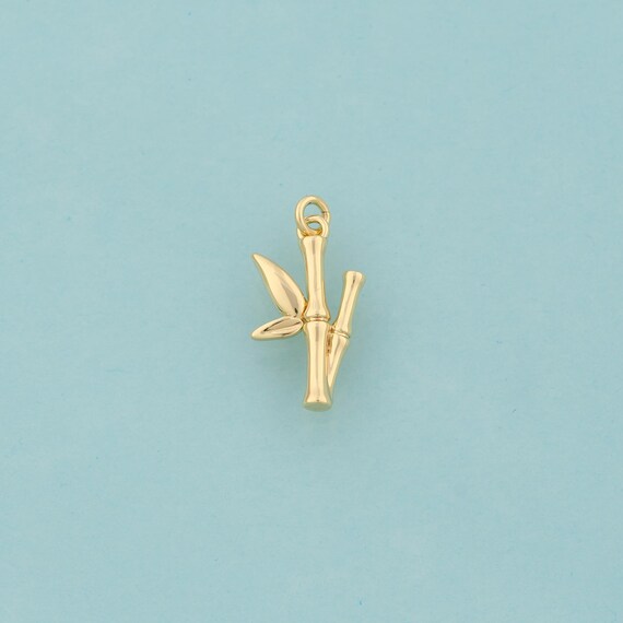 Gold Bamboo Charms,Bamboo Jewelry,Bamboo Pendant for DIY Jewelry Making,18K Gold