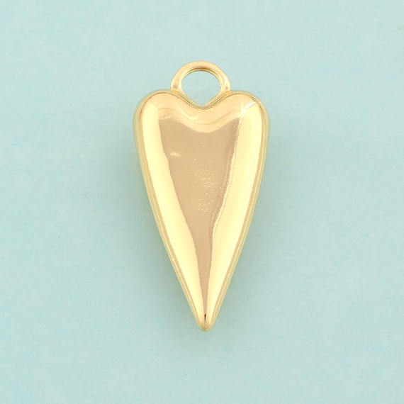 Gold Puffed Heart Charms,Love Jewelry,Heart Pendant for DIY Jewelry Making,18K Gold