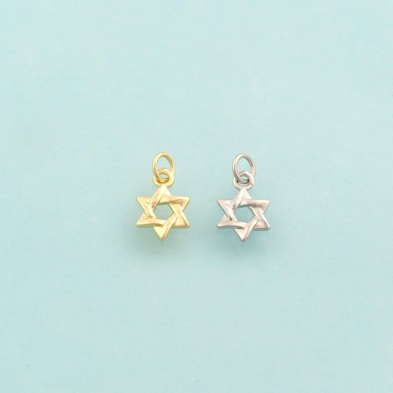 Gold David Star Charms,Jewish Star Jewelry,Starburst Pendant for DIY Jewelry Making,18K Gold