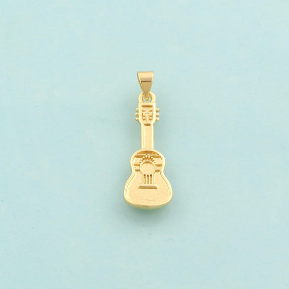 Gold Guitar Charms,Guitar Jewelry,Guitar Pendant for DIY Jewelry Making,18K Gold