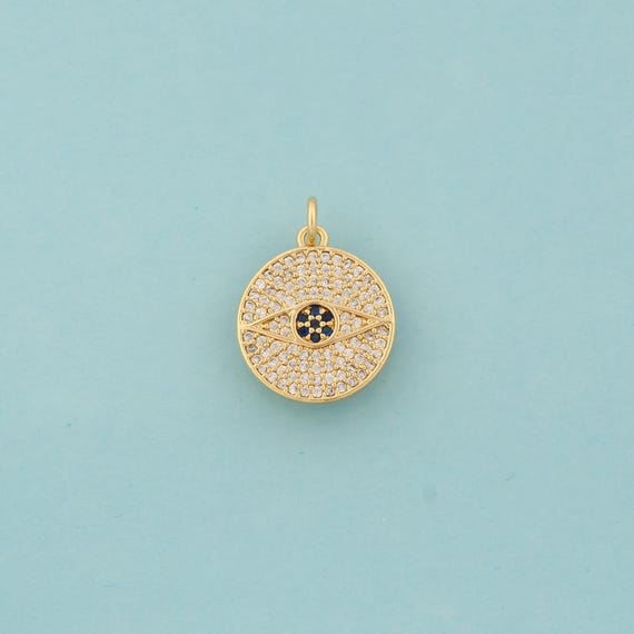 Gold CZ Evil Eye Charms,Devil Eye Jewelry,Eye Pendant for DIY Jewelry Making,18K Gold