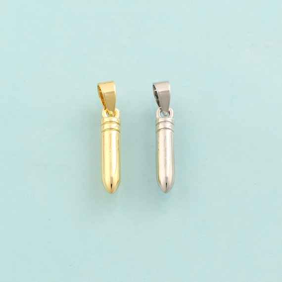 Gold Bullet Charms,Bullet Jewelry,Bullet Pendant for DIY Jewelry Making,18K Gold