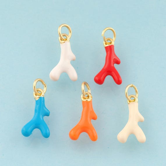 Gold Enamel Deer Horn Charms,Deer Horn Jewelry,Deer Horn Pendant for DIY Jewelry Making,18K Gold