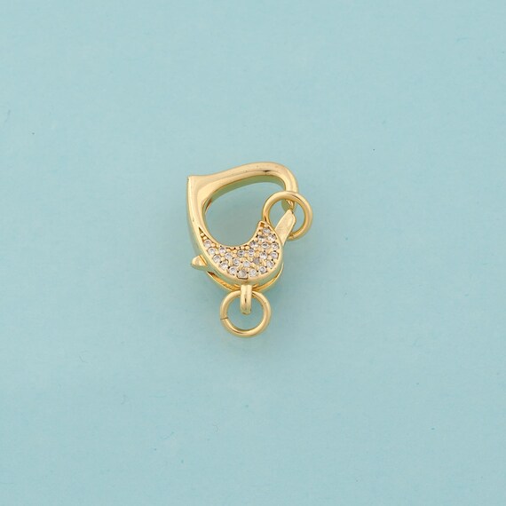 Gold Lobster Clasp,Claw Jewelry Clasp,Heart Spring Clasp for DIY Jewelry Making,18K Gold