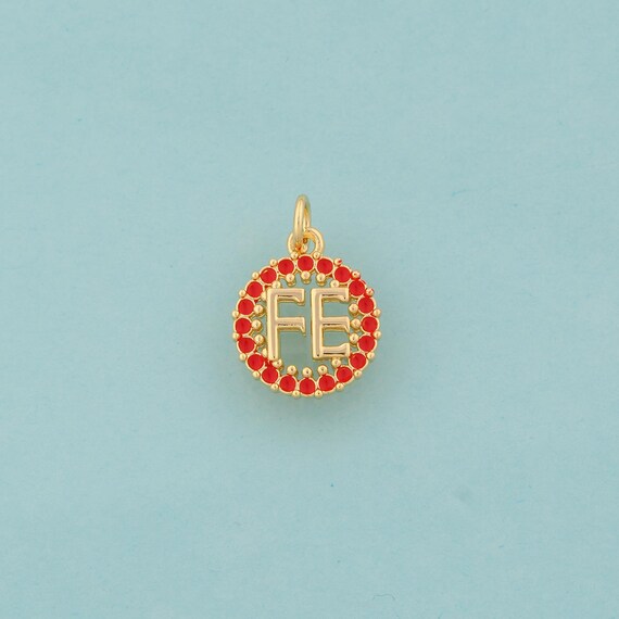 Gold Round Charms,FE Jewelry,CZ Round Pendant for DIY Jewelry Making,18K Gold