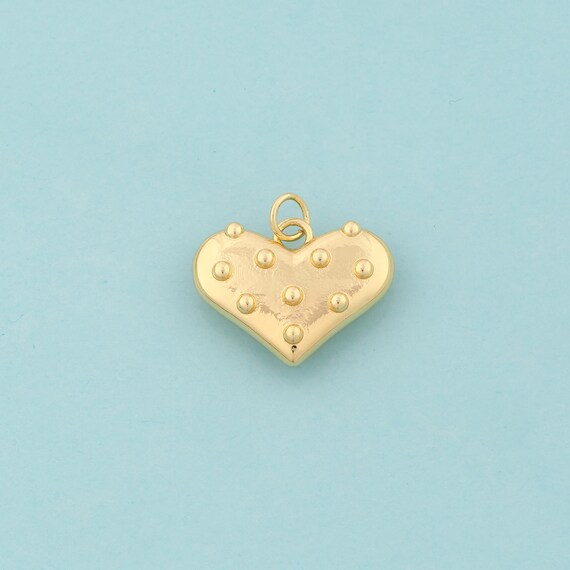 Gold Heart Charms,Love Jewelry,Heart Pendant for DIY Jewelry Making,18K Gold