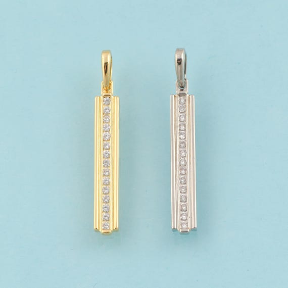 Gold CZ Square Charms,Minimalist Jewelry,Square Pendant for DIY Jewelry Making,18K Gold & Rhodium