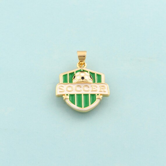 Gold Enamel Football Team Logo Charms,Football Jewelry,Team Logo Pendant for DIY Jewelry Making,18K Gold