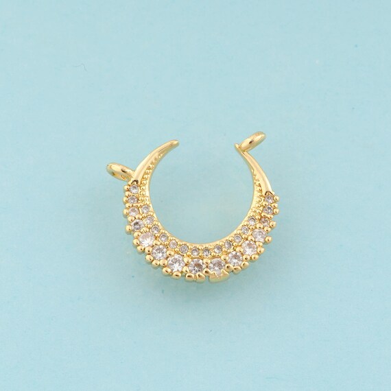 Gold CZ Crescent Moon Charms,Moon Jewelry,Moon Pendant for DIY Jewelry Making,18K Gold