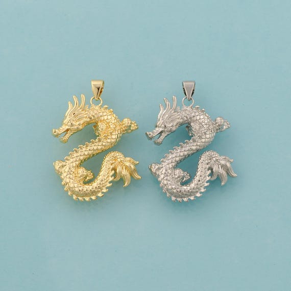 Gold Dragon Charms,Fantasy Creature Jewelry,Dragon Pendant for DIY Jewelry Making,18K Gold