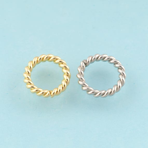 5 Pcs Gold Twist Jump Rings,Round Jewelry Jump Rings,Rhodium Jump Rings,Gold Jump Rings for DIY Jewelry Making,18K Gold & Rhodium