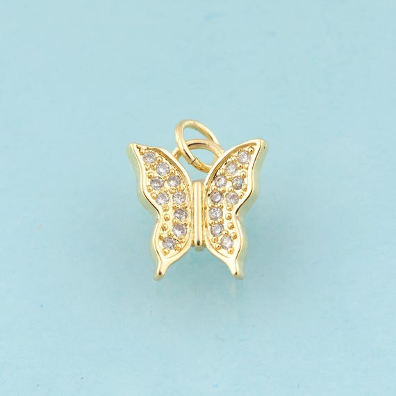 Gold CZ Butterfly Charms,Insect Jewelry,Butterfly Pendant for DIY Jewelry Making,18K Gold