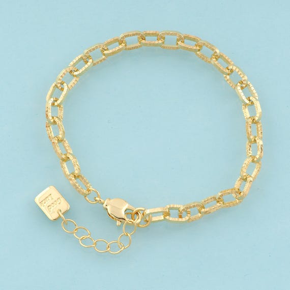 Gold Rolo Bracelet,Square Jewelry Bracelet,Lobster Clasp Bracelet for DIY Jewelry Making,18K Gold