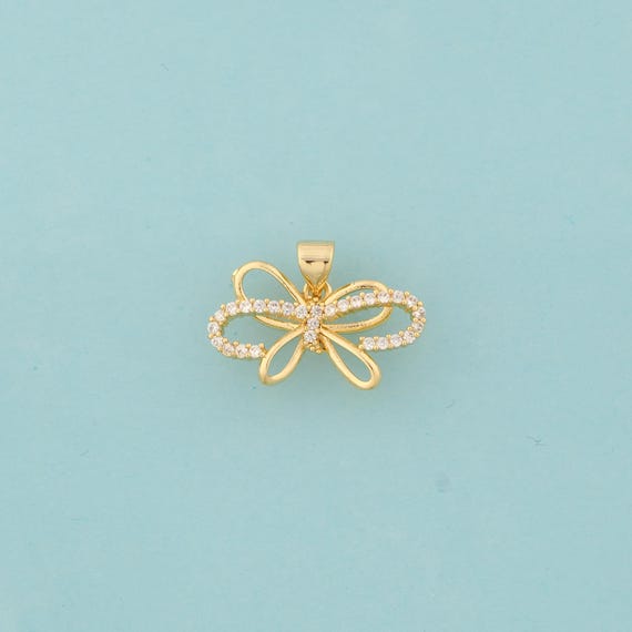 Gold CZ Bow Charms,Bow Jewelry,Bow Pendant for DIY Jewelry Making,18K Gold