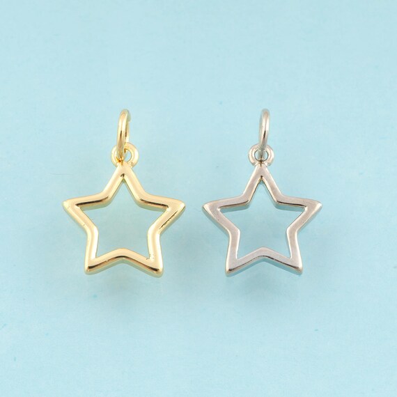 Gold Star Charms,Star Jewelry,Star Pendant for DIY Jewelry Making,18K Gold & Rhodium