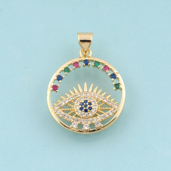 Gold CZ Evil Eye Charms,Devil Eye Jewelry,Eye Pendant for DIY Jewelry Making,18K Gold