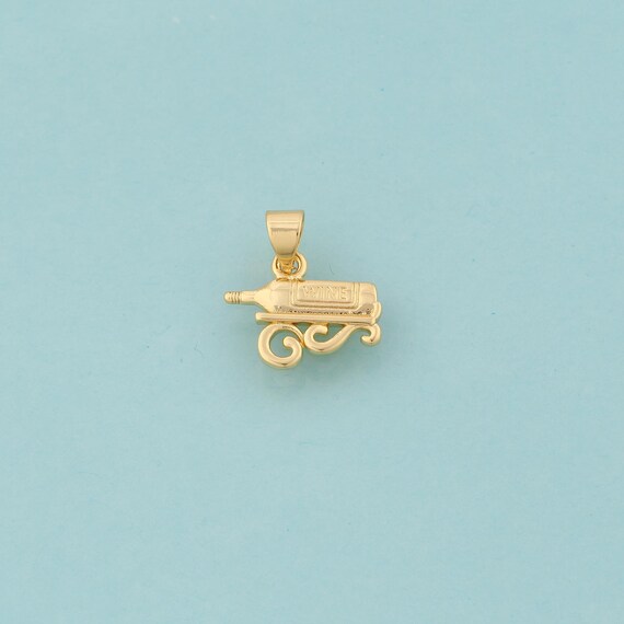 Gold Wine Bottle Charms,Wine Bottle Jewelry,Wine Bottle Pendant for DIY Jewelry Making,18K Gold