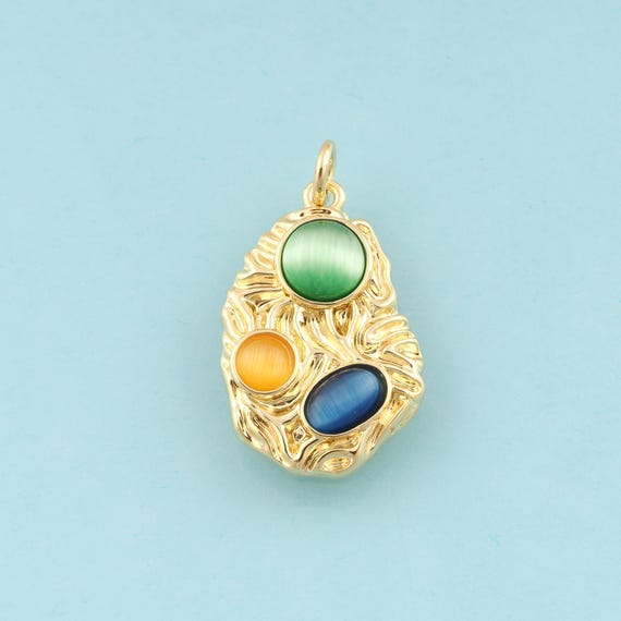 Gold CZ Irregular Charms,Irregular Jewelry,Irregular Pendant for DIY Jewelry Making,18K Gold