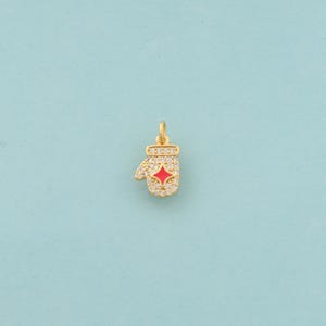 Gold CZ Glove Charms,Star Jewelry,Enamel Glove Pendant for DIY Jewelry Making,18K Gold