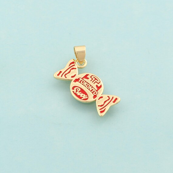 Gold Enamel Candy Charms,Sweet Jewelry,Candy Pendant for DIY Jewelry Making,18K Gold