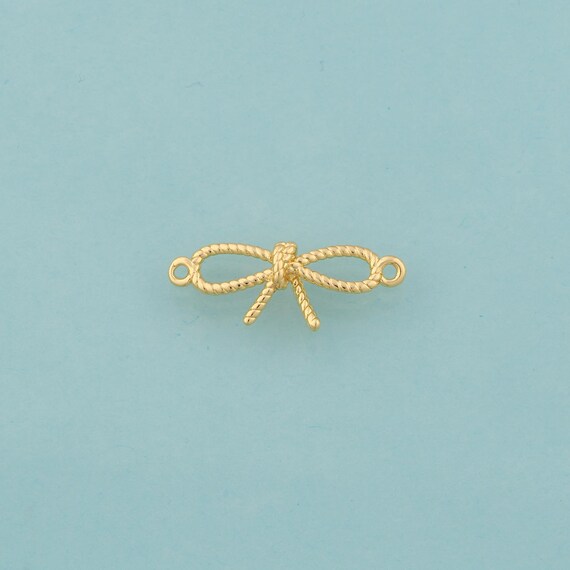 Gold Bow Connector,Tie Jewelry Connector,Bow Connector for DIY Jewelry Making,18K Gold