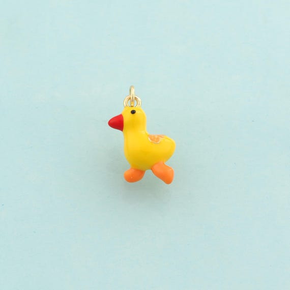 Gold Enamel Duck Charms,Animal Jewelry,Duck Pendant for DIY Jewelry Making,18K Gold