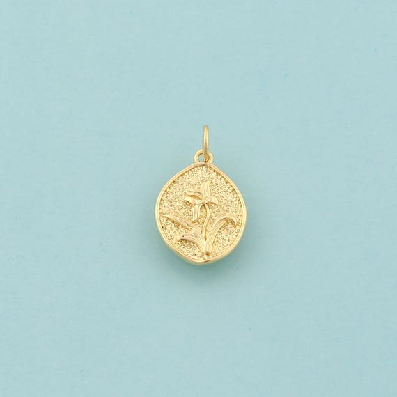 Gold Flower Charms,Flower Jewelry,Flower Pendant for DIY Jewelry Making,18K Gold