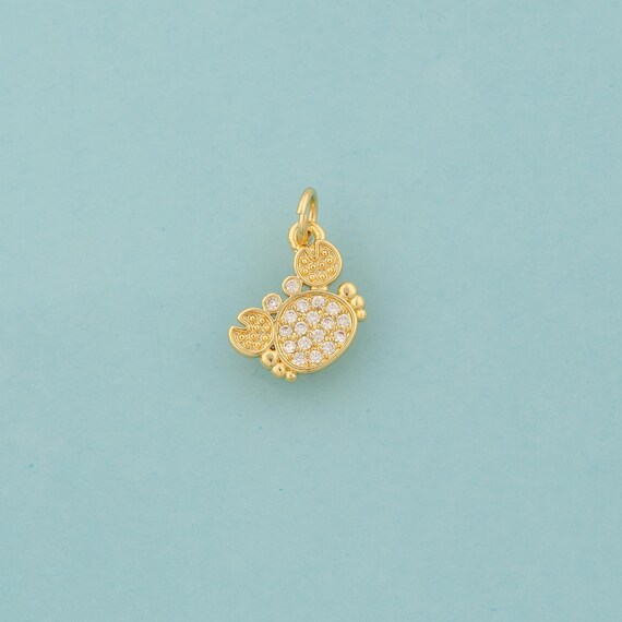 Gold CZ Crab Charms,Marine Life Jewelry,Crab Pendant for DIY Jewelry Making,18K Gold