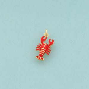 Gold Lobster Charms,Marine Life Jewelry,Enamel Lobster Pendant for DIY Jewelry Making,18K Gold