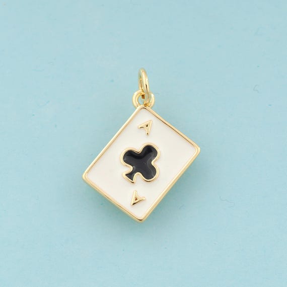 Gold Enamel Playing Card Charms,Square Jewelry,Playing Card Pendant for DIY Jewelry Making,18K Gold