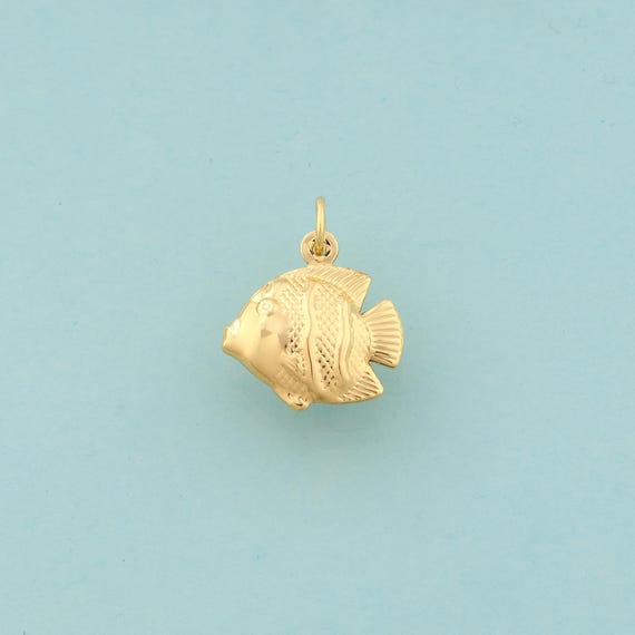 Gold Fish Charms,Marine Life Jewelry,Fish Pendant for DIY Jewelry Making,18K Gold
