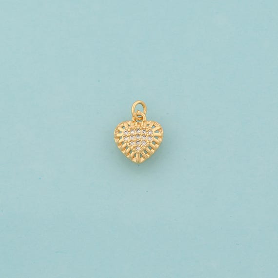 Gold CZ Heart Charms,Love Jewelry,Heart Pendant for DIY Jewelry Making,18K Gold