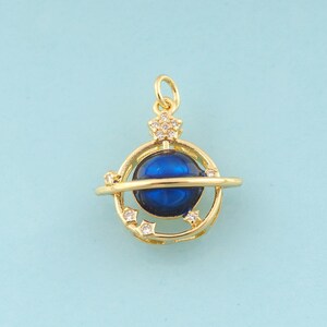 Gold CZ Saturn Charms,Star Jewelry,Saturn Pendant for DIY Jewelry Making,18K Gold