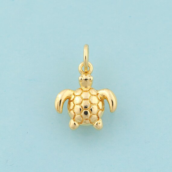 Gold Turtle Charms,Turtle Jewelry,Turtle Pendant for DIY Jewelry Making,18K Gold