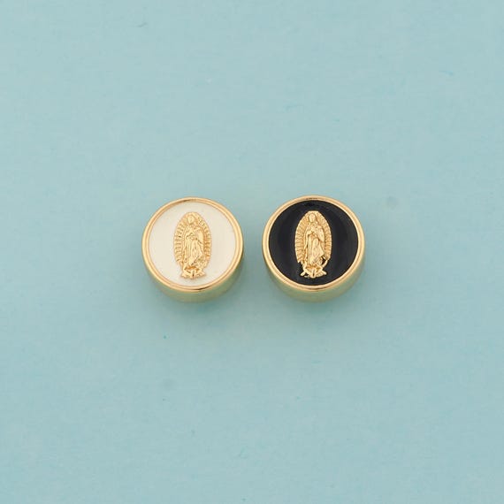 Enamel Virgin Mary Spacer Beads,Religious Beads,Catholic Beads for DIY Jewelry Making,18K Gold