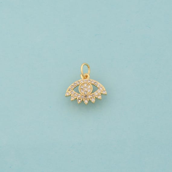 Gold CZ Evil Eye Charms,Devil Eye Jewelry,Eye Pendant for DIY Jewelry Making,18K Gold