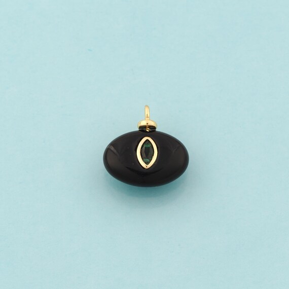 Gold Energy Stone Charms,Natural Stone Jewelry,Black Agate Pendant for DIY Jewelry Making,18K Gold
