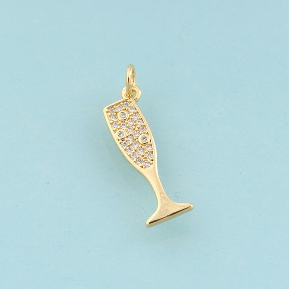 Gold CZ Goblet Charms,Goblet Jewelry,Goblet Pendant for DIY Jewelry Making,18K Gold