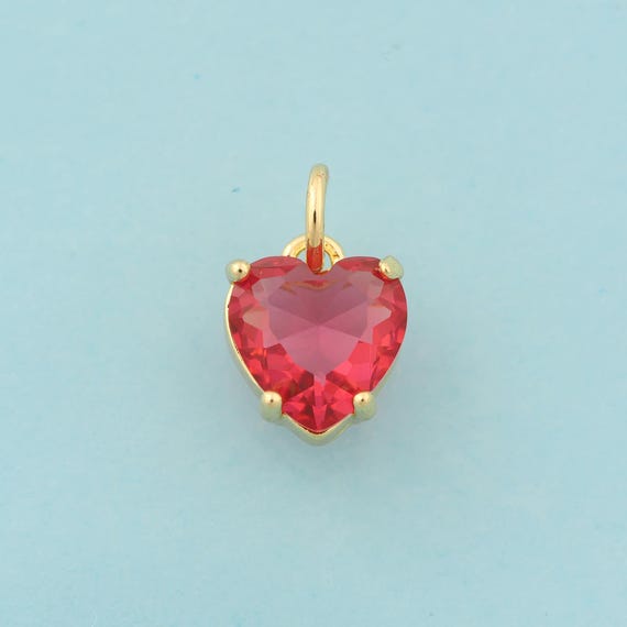 Gold CZ Heart Charms,Heart Jewelry,Heart Pendant for DIY Jewelry Making,18K Gold