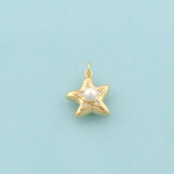 Gold CZ Starfish Charms,Starfish Jewelry,Starfish Pendant for DIY Jewelry Making,18K Gold