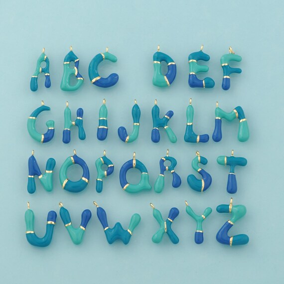 Gold Enamel 26 Letter Charms,Initial Jewelry,Letter Pendant for DIY Jewelry Making,18K Gold