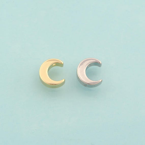 Gold Crescent Moon Spacer Beads,Celestial Beads,Moon Beads for DIY Jewelry Making,18K Gold