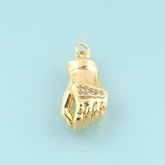 Gold CZ Hand Charms,Glove Jewelry,Hand Pendant for DIY Jewelry Making,18K Gold
