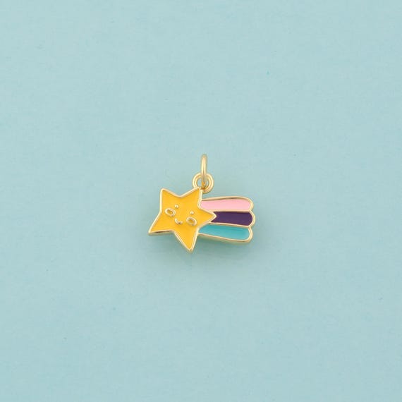 Gold Meteor Charms,Celestial Jewelry,Enamel Starburst Pendant for DIY Jewelry Making,18K Gold