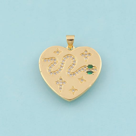 Gold CZ Heart Charms,Snake Jewelry,Star Pendant for DIY Jewelry Making,18K Gold