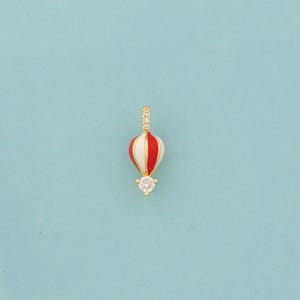 Gold CZ Hot Air Balloon Charms,Hot Air Balloon Jewelry,Enamel Hot Air Balloon Pendant for DIY Jewelry Making,18K Gold