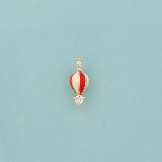Gold CZ Hot Air Balloon Charms,Hot Air Balloon Jewelry,Enamel Hot Air Balloon Pendant for DIY Jewelry Making,18K Gold
