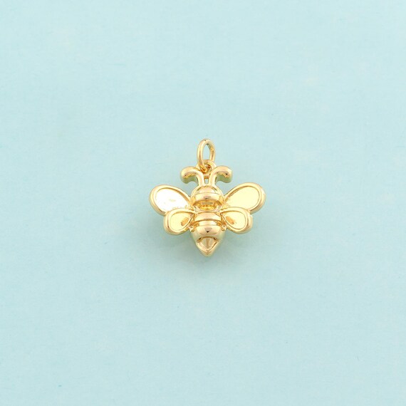 Gold Bee Charms,Insect Jewelry,Bee Pendant for DIY Jewelry Making,18K Gold